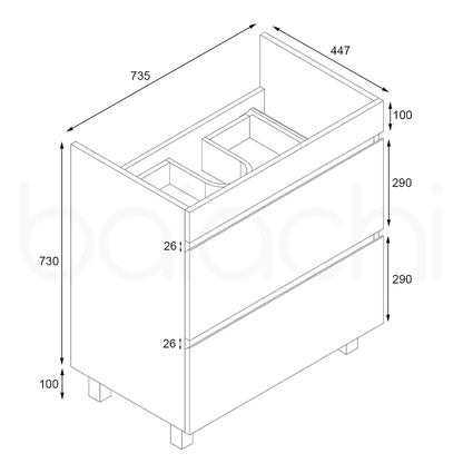 Baiachi vellena 750mm Plywood Empire Oak Bathroom Vanity Cabinet