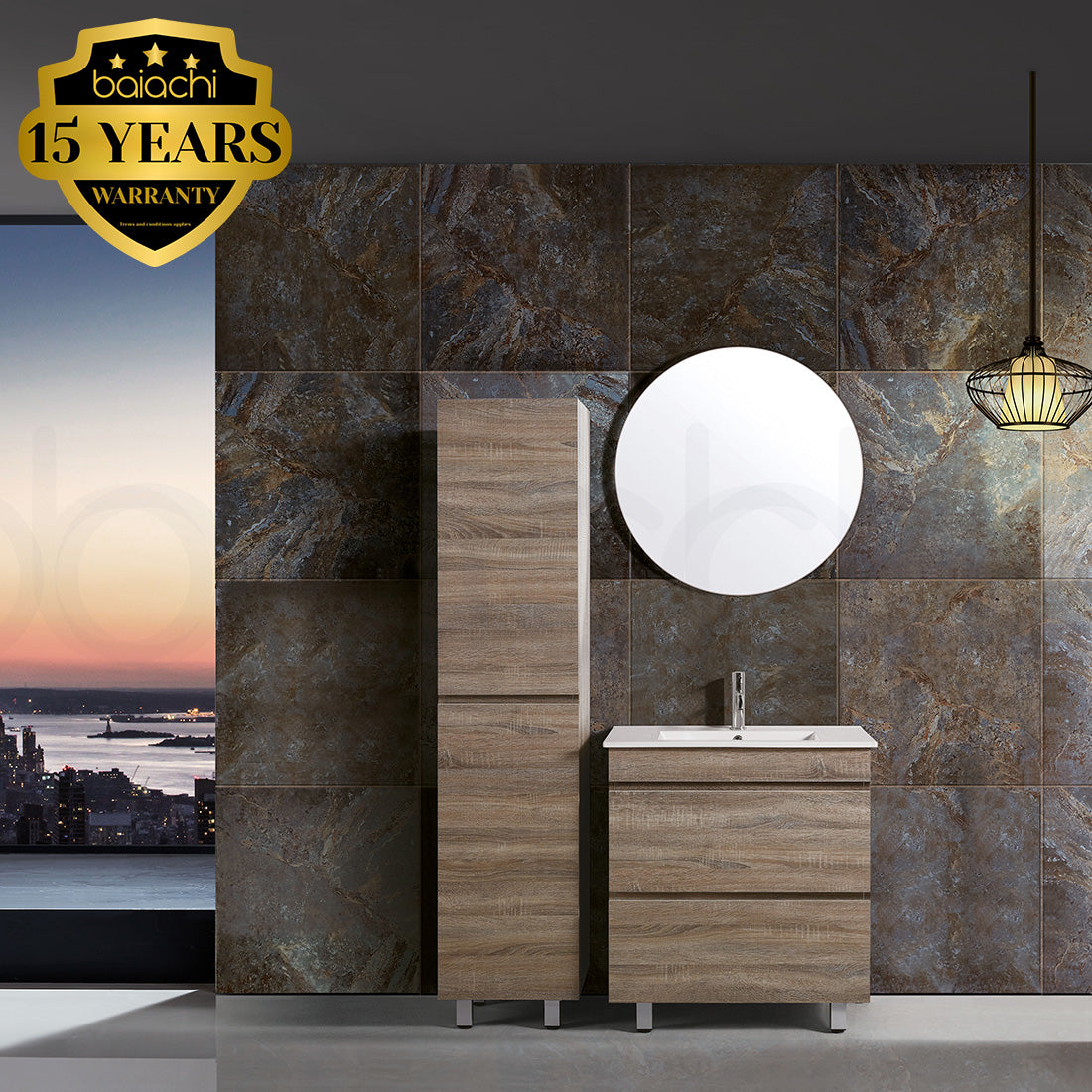 Vellena 750mm Plywood Prime Oak Bathroom Vanity Cabinet