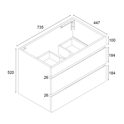 Vellena 750mm PVC Water Proof Empire Oak Wall Hung Bathroom Vanity Cabinet