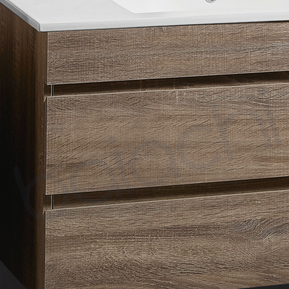 Vellena 750mm PVC Water Proof Prime Oak Wall Hung Bathroom Vanity Cabinet