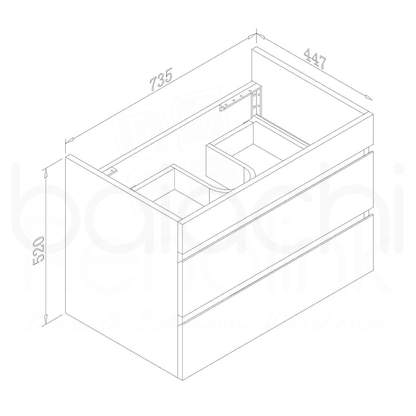 Vellena 750mm Plywood Wall Hung Bathroom Vanity Cabinet