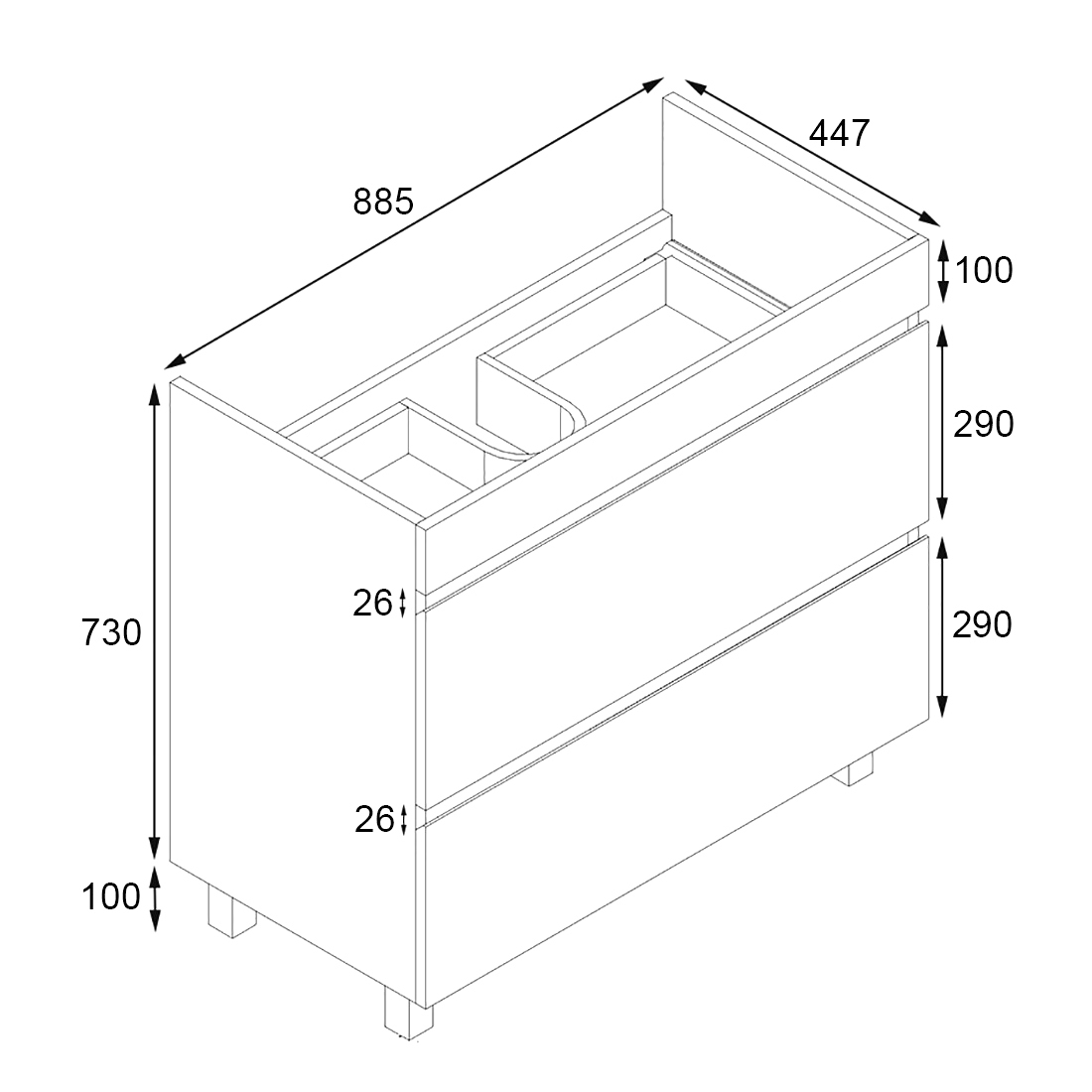 Vellena 900mm Plywood Bathroom Vanity Cabinet