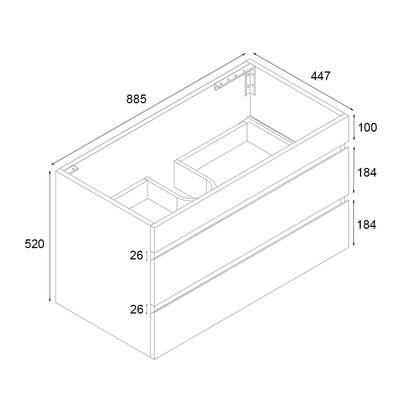 Vellena 900mm Plywood Empire Oak Wall Hung Bathroom Vanity Cabinet