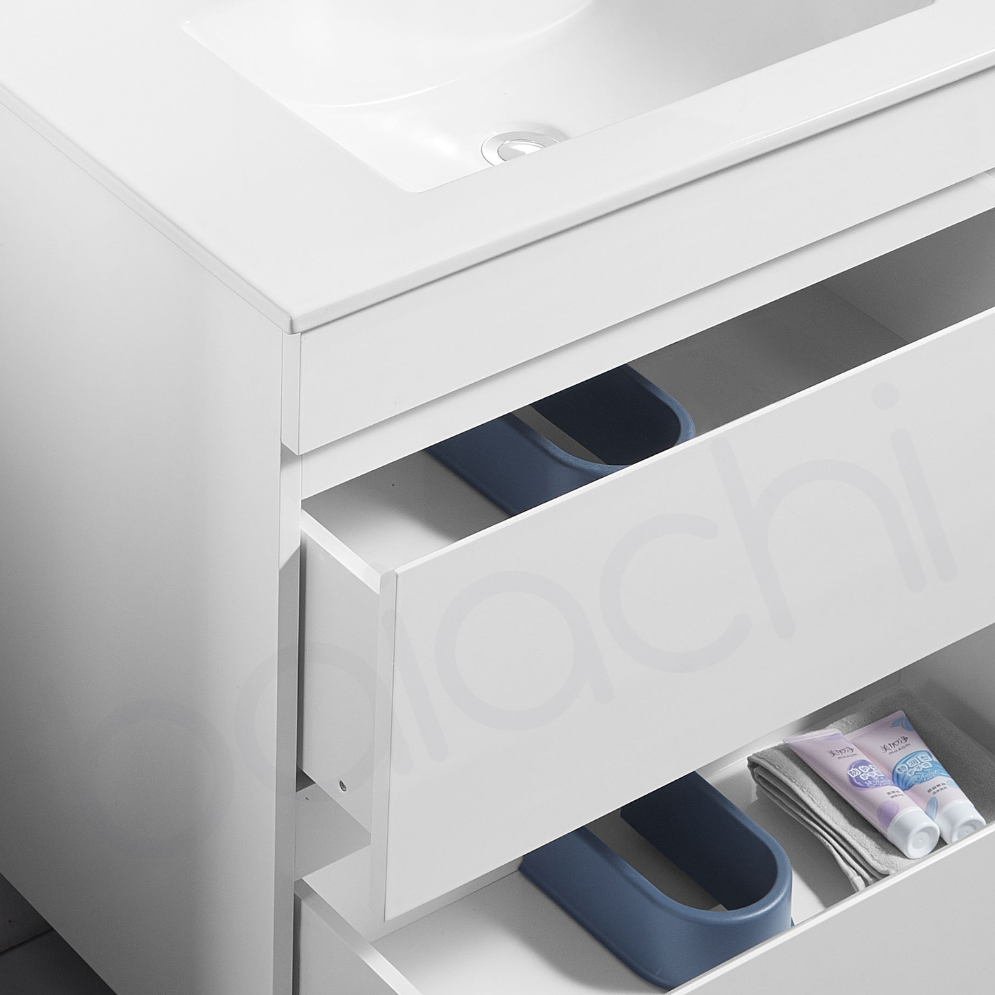 Vellena 900mm PVC Water Proof Matte White Wall Hung Bathroom Vanity Cabinet