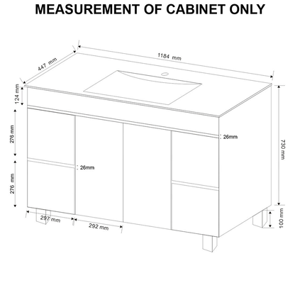 PACKAGE DEAL Windsor 1200mm Bathroom Vanity Wash Basin INCLUDING Mixer & Plugwaste
