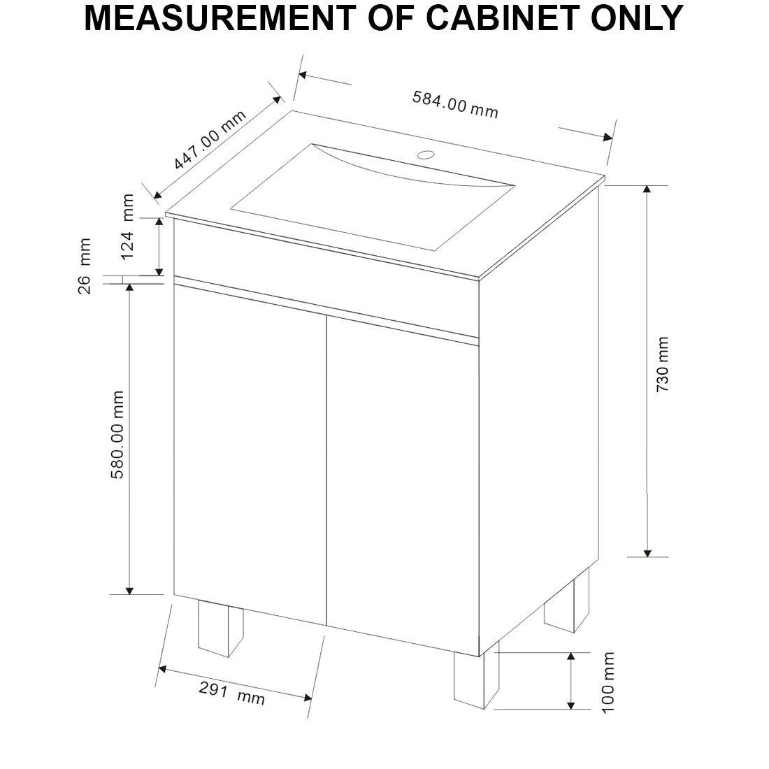 PACKAGE DEAL Windsor 600mm Bathroom Vanity Wash Basin INCLUDING Mixer & Plugwaste