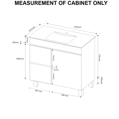 PACKAGE DEAL Windsor 750mm L Bathroom Vanity Wash Basin INCLUDING Mixer & Plugwaste