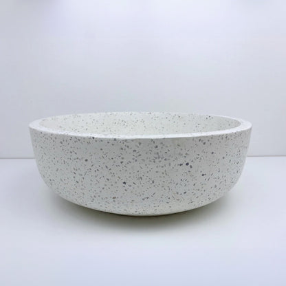 Spring Hill Designs Elios Circular Above Counter Concrete Basin White Terrazzo