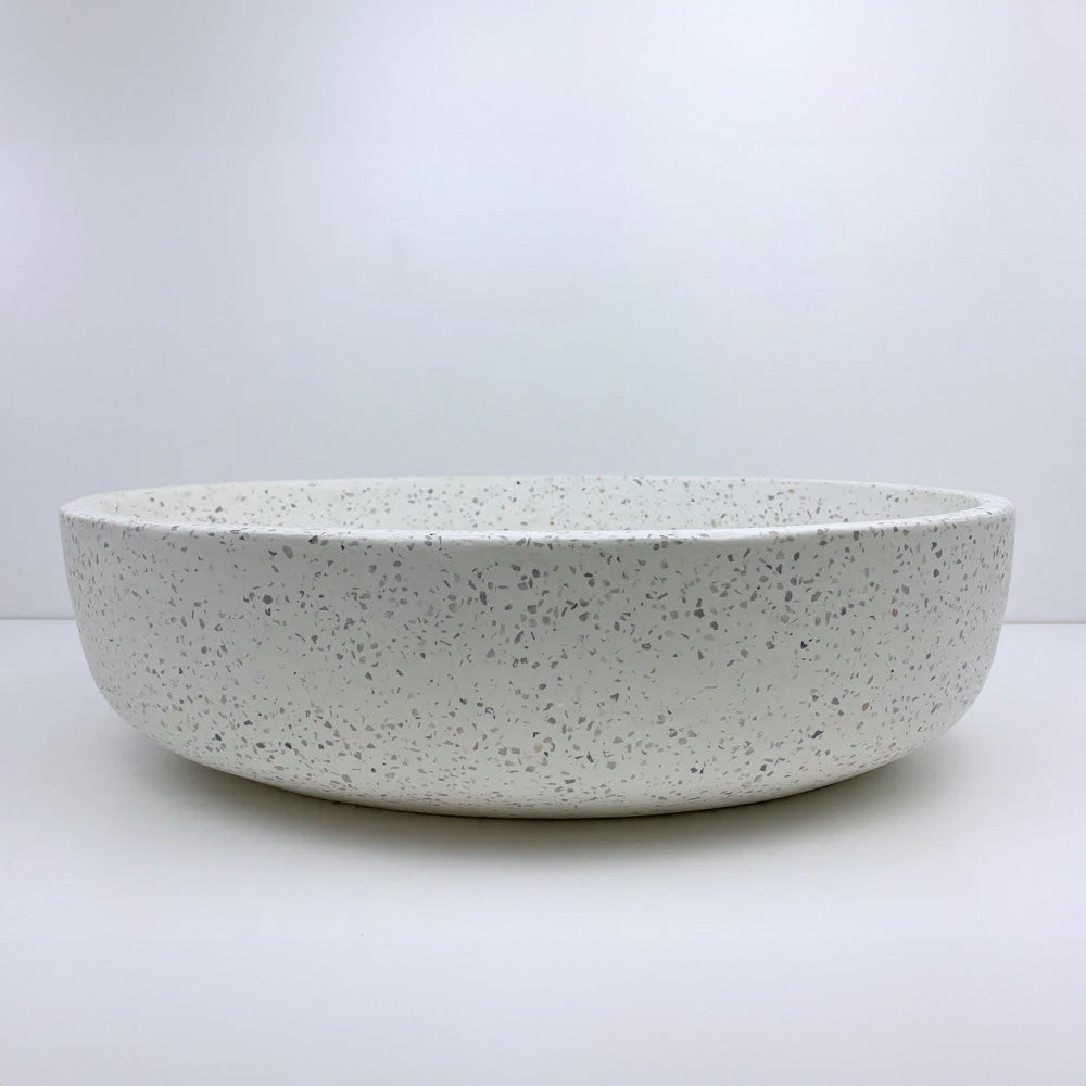 Spring Hill Designs Helia Petite Oval Above Counter Concrete Basin White Terrazzo