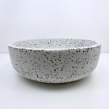 Spring Hill Designs Elios Circular Above Counter Concrete Basin White Terrazzo Black Aggregate