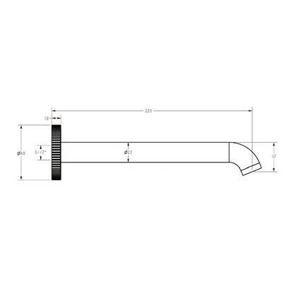 Linie Bath Spout 220mm Brushed Nickel