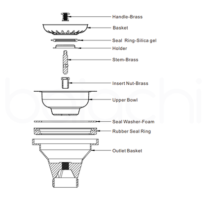 Baiachi Stainless Steel Basket Kitchen Sink Waste 50mm