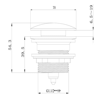 Dome Pop Up 40mm Bath Waste Non-Overflow Brushed Copper