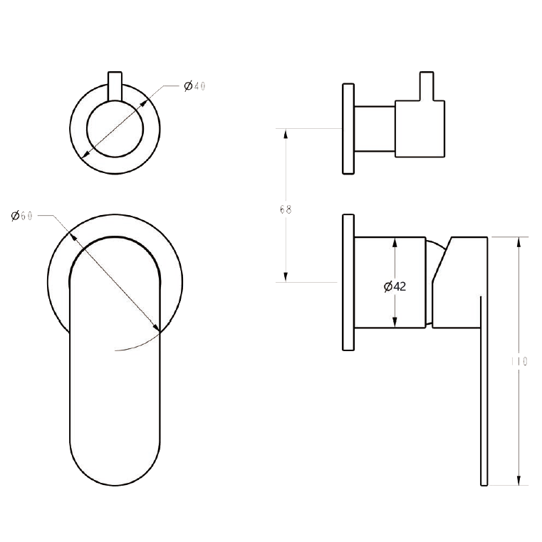 Sora SS Wall Mixer With Diverter Matte Black