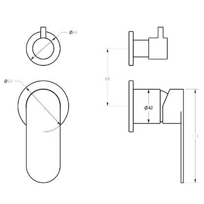 Sora SS Wall Mixer With Diverter Matte Black