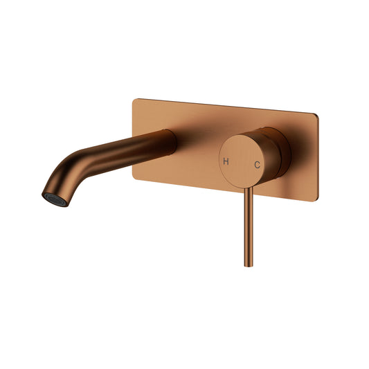 Otus Slimline SS Wall Basin Mixer Brushed Copper
